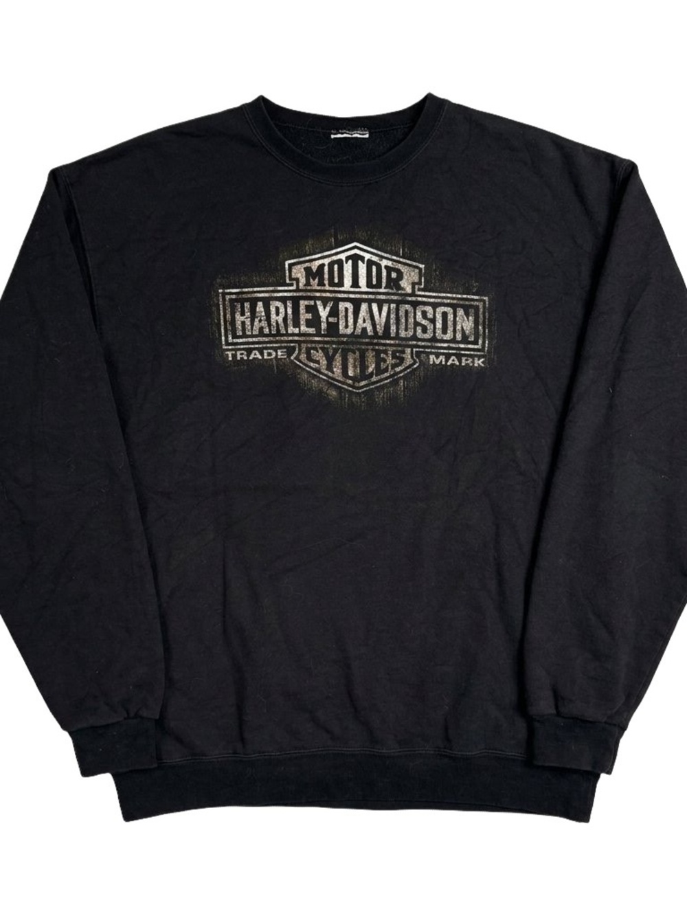Vintage Harley Davidson Crewneck Sweatshirt Black Asheville NC Graphic Large